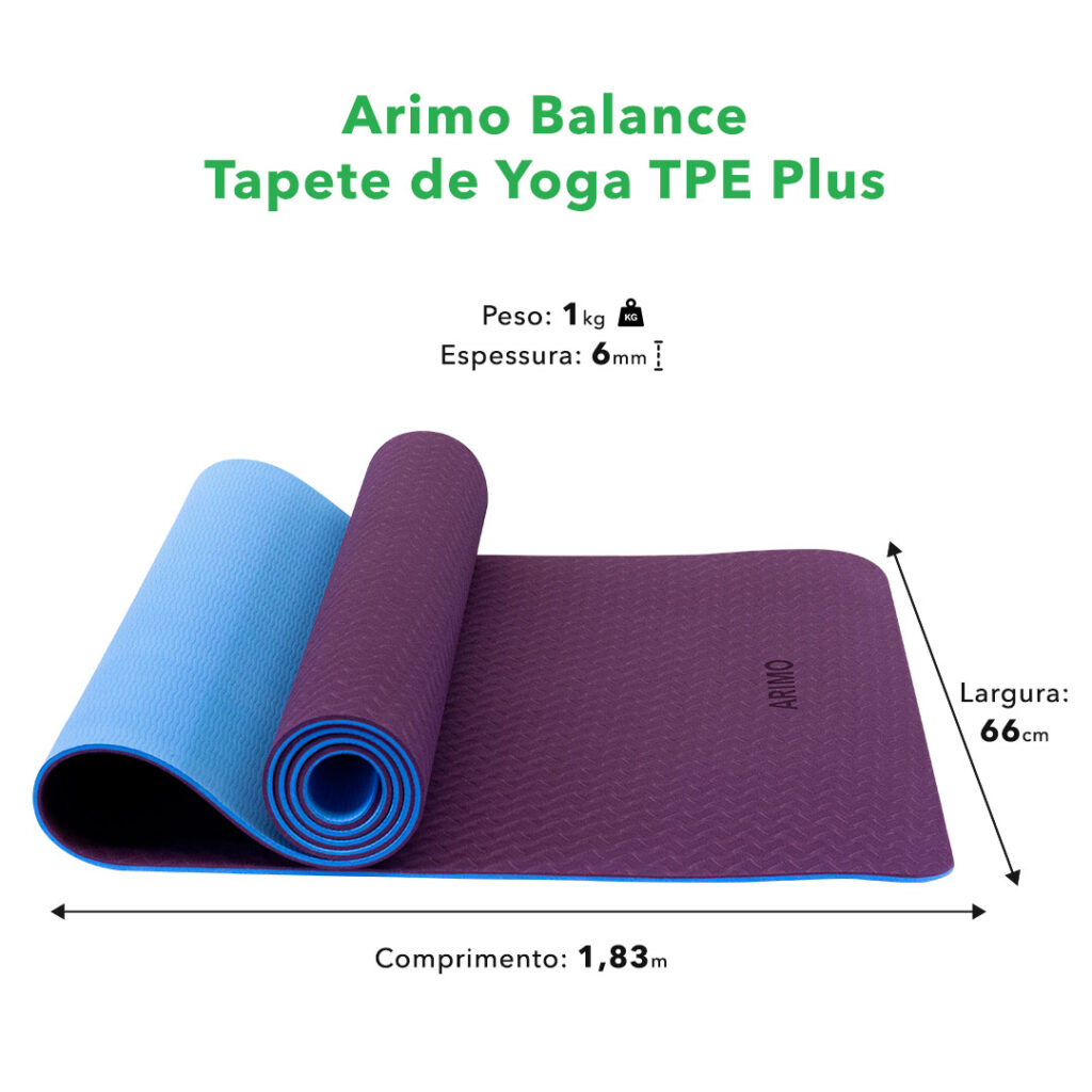 Tapete de Yoga TPE Alinhamento - 6mm - Linhas de Postura