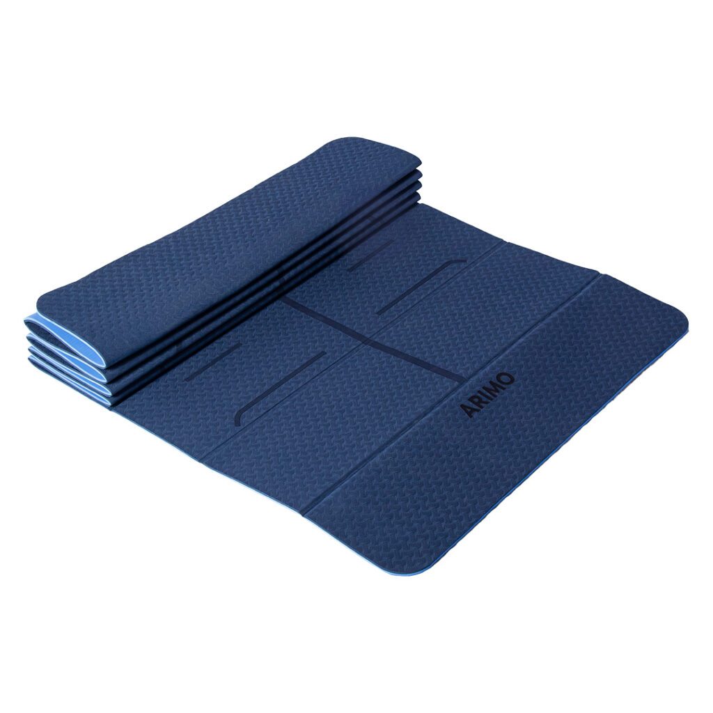 Balance Tapete Origami Dobrável de Yoga TPE · Azul com Linhas